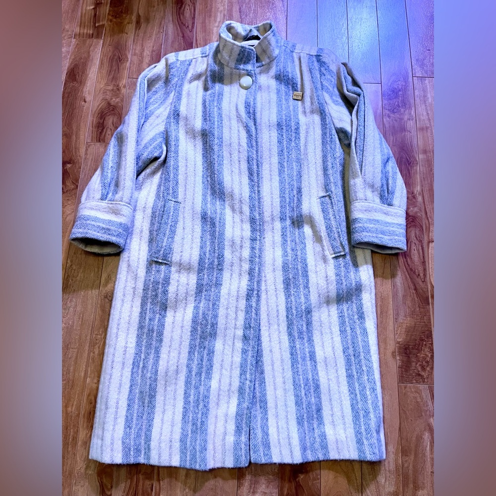 Striped Gray and White Women's Coat from Paris